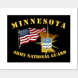 Minnesota - ARNG w Flag Posters and Art